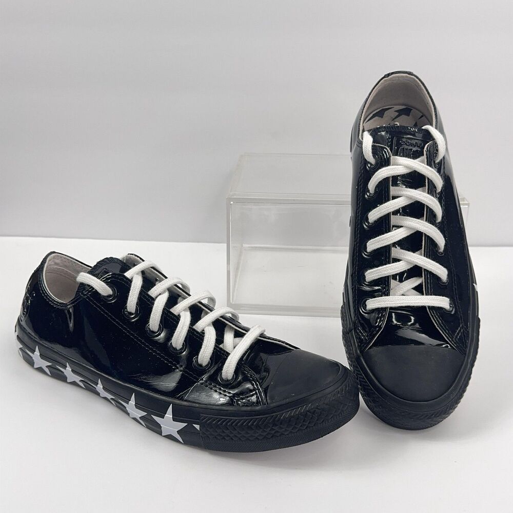 Converse All Star Miley Cyrus Shoes Womens 8.5 Black Patent Star Sneakers Low MC